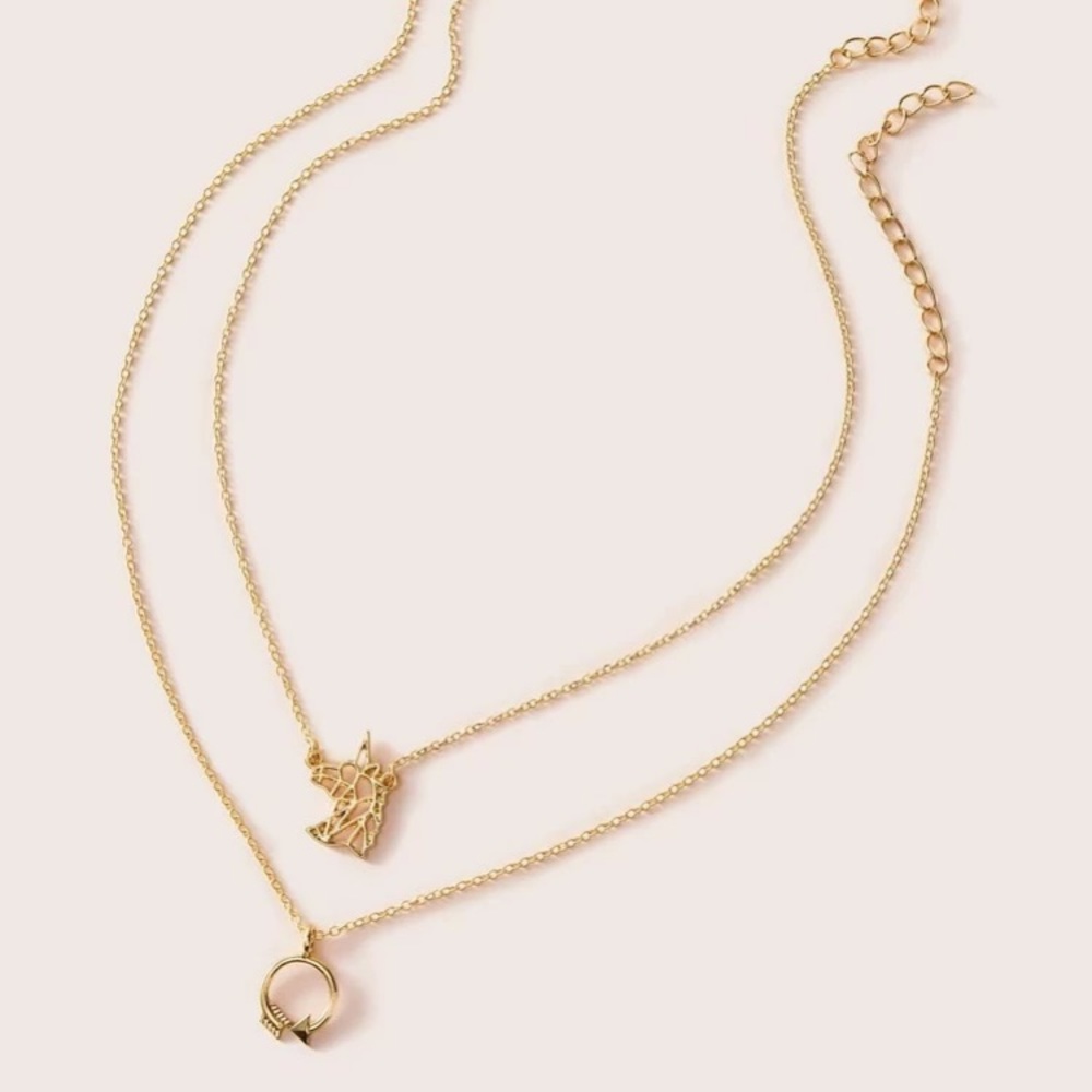 2pc Hollow Out Unicorn Necklace